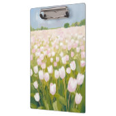 White Tulips Flower Field Painting Klemmbrett (Links)