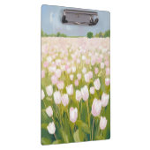 White Tulips Flower Field Painting Klemmbrett (Rechts)