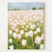 White Tulips Flower Field Painting Watercolor Planer (Rückseite)