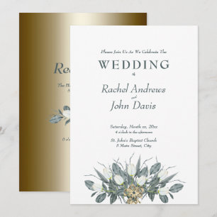 White Tulips Gold Hochzeit Einladung