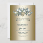 White Tulips Gold Hochzeit Einladung (Vorderseite)