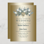 White Tulips Gold Hochzeit Einladung (Vorne/Hinten)