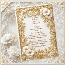White Tulips Gold Ornate Baroque Grandeur Wedding 