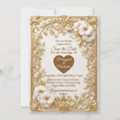 White Tulips Gold Ornate Baroque Save The Date  (Vorderseite)