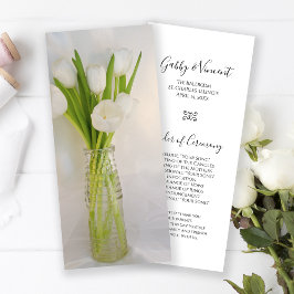 White Tulips in Milk Bottle Wedding Programm