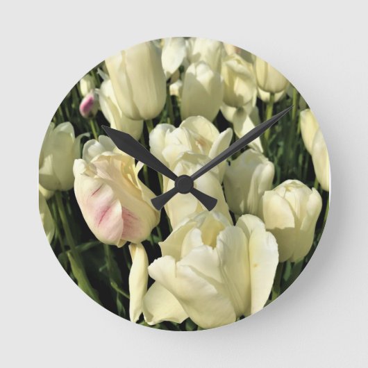White Tulips, Oregon Runde Wanduhr (Vorderseite)