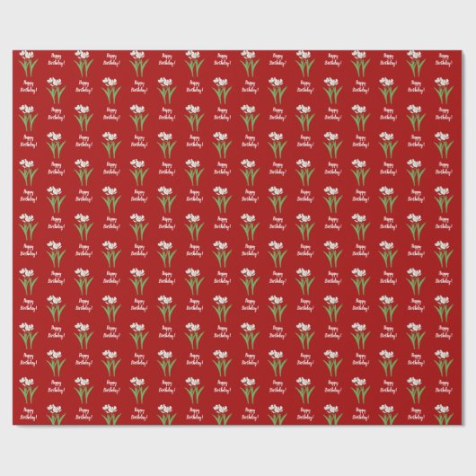 White Tulips Red Geschenkpapier (Flach)