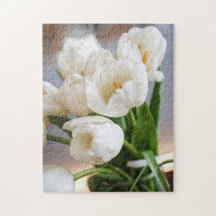 White Tulips Spring Blume Bulb Bouquet Puzzle