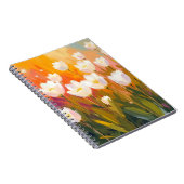 White Tulips Watercolor Flower Field Painting Notizblock (Rechte Seite)