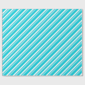 White Türkise Blue Candy Cane Stripe Holiday Geschenkpapier (Flach)