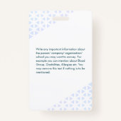 White Türkise Employee Foto ID Abstrakt Pattern Ausweis (Rückseite)