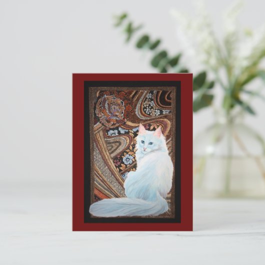 White Turkish Angora Postkarte (Stehend Vorderseite)