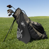 White Turtle Tribal Black Background Monogram Ba Golfhandtuch (Gras)