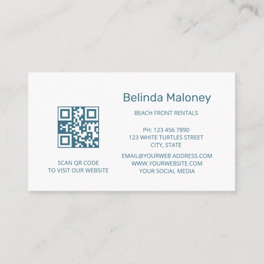 White Turtles Scan QR Code Visitenkarte (Rückseite)