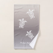 White Turtles Taupe Gradiet Name hinzufügen  Badhandtuch Set (Handtuch)