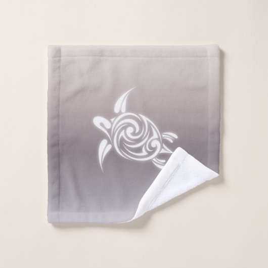 White Turtles Taupe Gradiet Name hinzufügen  Badhandtuch Set (Waschlappen)