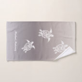 White Turtles Taupe Gradiet Name hinzufügen  Badhandtuch Set (Handtuch)