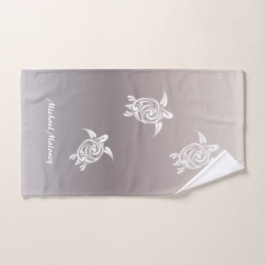 White Turtles Taupe Gradiet Name hinzufügen  Badhandtuch Set (Handtuch)