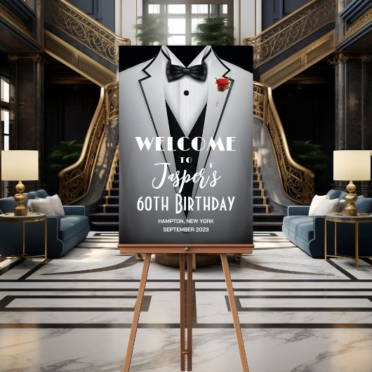 White Tuxedo Black Krawatte Event Poster Sign