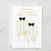 White Tuxedo zwei Grooms Gay Wedding Einladung (Vorderseite)