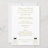 White Tuxedo zwei Grooms Gay Wedding Einladung (Rückseite)