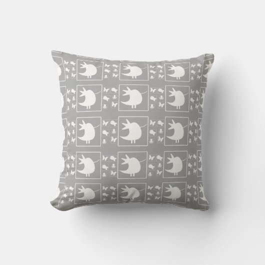 White Tweety Bird On Grey Baby Nursery Kids  Kissen (Vorderseite)