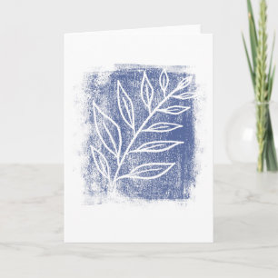 White Twig auf Blue Watercolor Zeichnend Karte