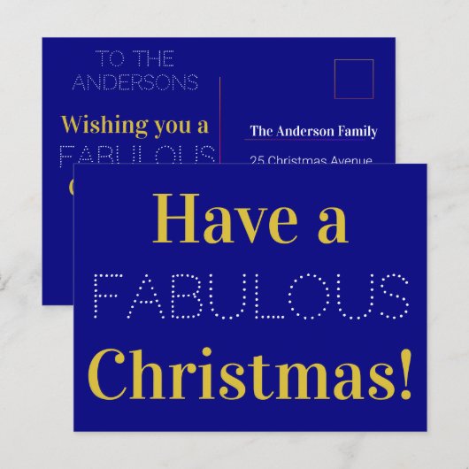 White Tyopgraphy Text Feiertagspostkarte (Vorne/Hinten)