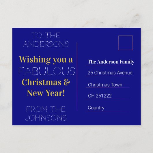 White Tyopgraphy Text Feiertagspostkarte (Rückseite)