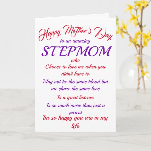 White Typografy Card der Stepmutter Mother Karte (Gelbe Blume)
