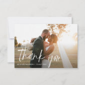 White Typografy Hochzeit Foto danke Ihnen Karte (Vorderseite)