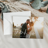 White Typografy Hochzeit Foto danke Ihnen Karte