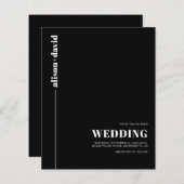 White Typografy QR Code BUDGET Hochzeitseinladung (Vorne/Hinten)