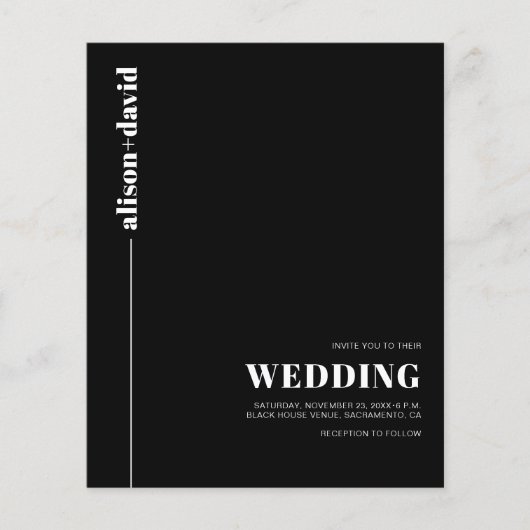 White Typografy QR Code BUDGET Hochzeitseinladung (Vorderseite)