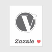 White typography custom initial gray aufkleber (Blatt)