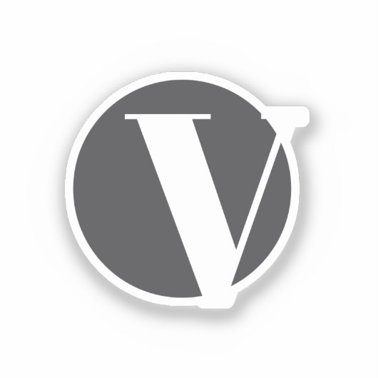 White typography custom initial gray aufkleber (Vorderseite)