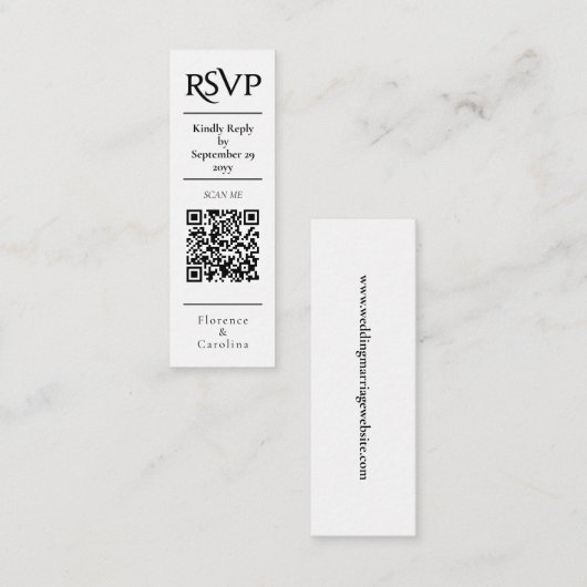 White UAWG QR Code Hochzeitkarte Mini Visitenkarte (Vorne/Hinten)