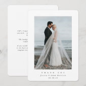 White Ultra Minimal Single Foto Hochzeit Dankeskarte (Vorne/Hinten)