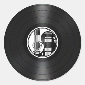 White und Black Yin Yang Gitarren Vinyl Graphic Runder Aufkleber