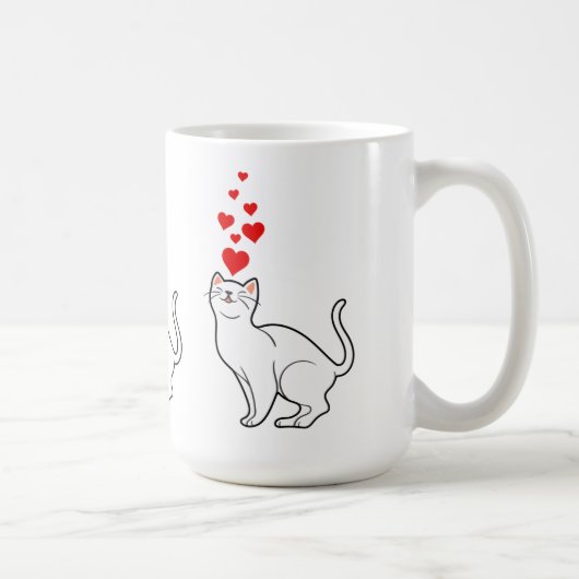 White und Heart for Cat Lovers Kaffeetasse (Rechts)