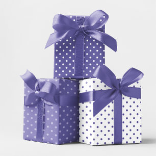 White und Periwinkle Polka Dot Mix Geschenkpapier Set
