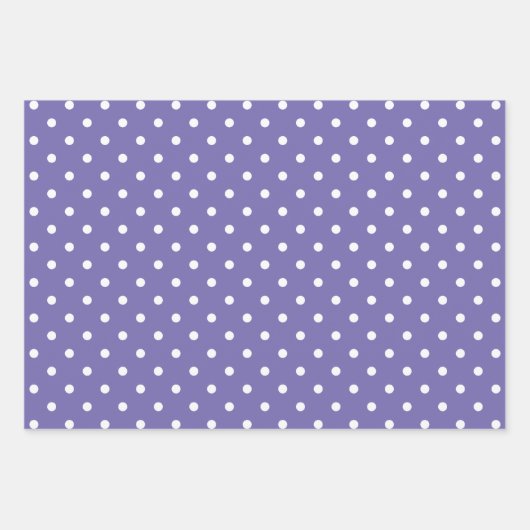 White und Periwinkle Polka Dot Mix Geschenkpapier Set (Vorderseite)