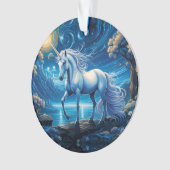 White Unicorate Fantasy Full Moon Ornament (Vorderseite)