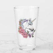 White Unicorn and Flowers Glas (Vorderseite)