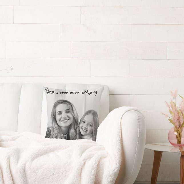 white unicorn best ever sister photo kissen (Liege)