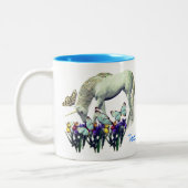 White Unicorn Butterfets Fantasy Personalisiert Zweifarbige Tasse (Links)