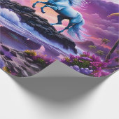 White Unicorn Fantasy Tropical Beach Geschenkpapier (Ecke)