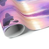 White Unicorn Fantasy Tropical Beach Geschenkpapier (Rolleneckpunkt)