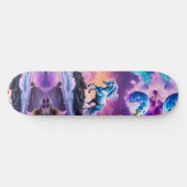 White Unicorn Fantasy Tropical Beach Skateboard (Horizontal)