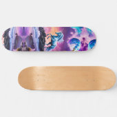 White Unicorn Fantasy Tropical Beach Skateboard (Horizontal)
